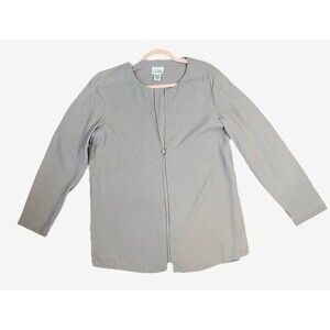 Eileen Fisher Silk V‎ Neck Tunic Size M medium Georgette Crepe Relaxed Fit Gray
